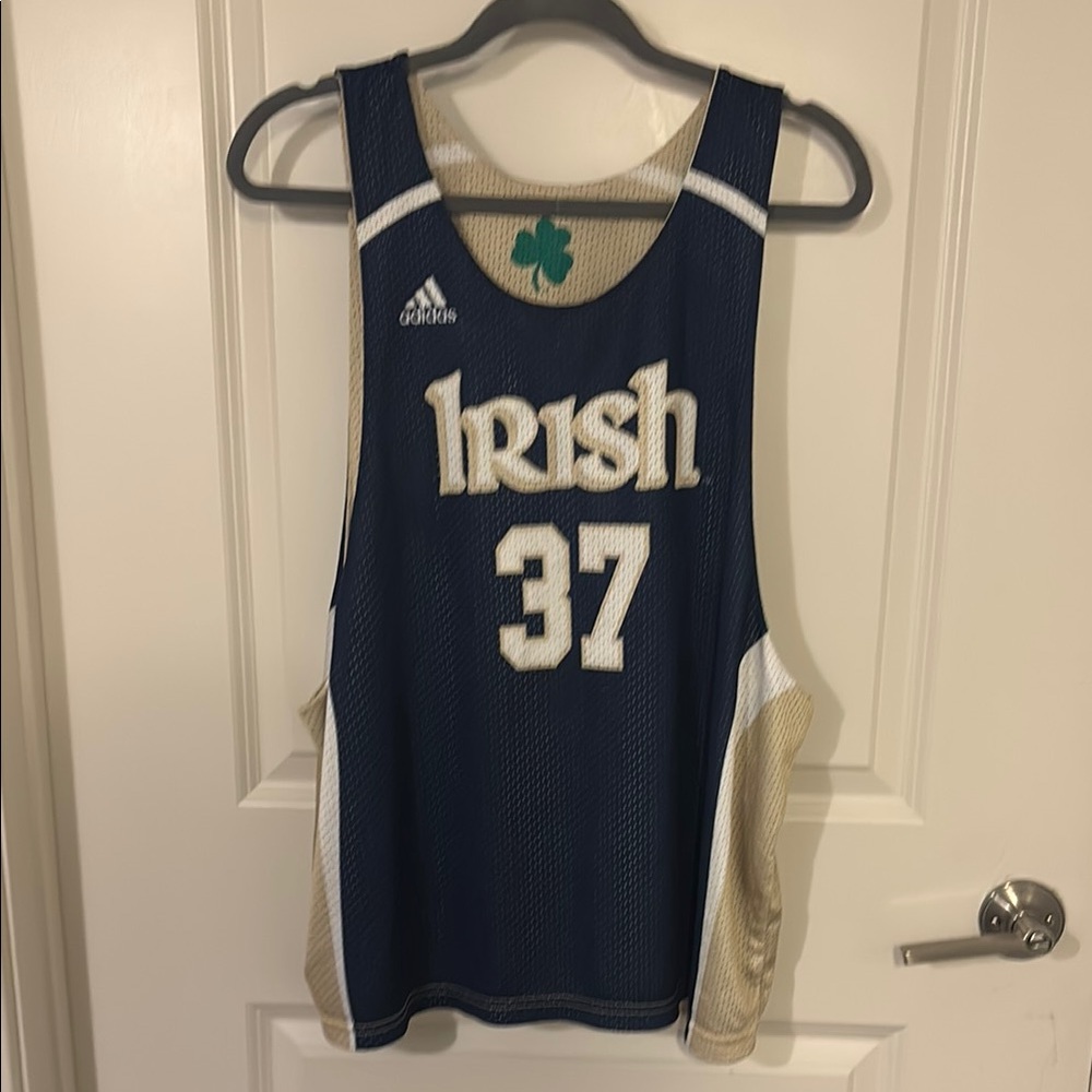 NOTRE DAME Adidas Irish Basketball Jersey Navy #37 R